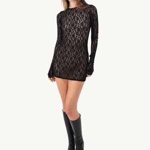 EB Denim Lombardi Mini Dress in Black Lace Sheer Intimate Sexy Sultry Glove